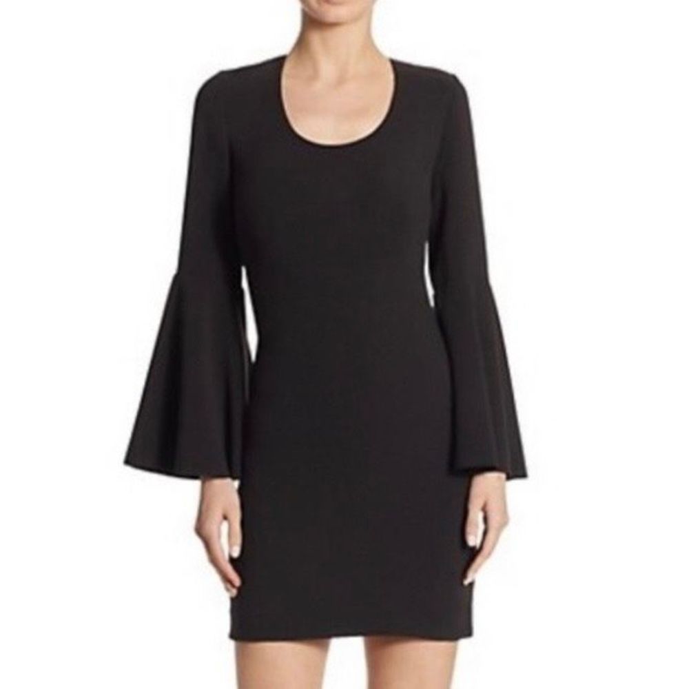 Elizabeth and James Philippa Black Scoop Neck Bell-Sleeve Bodycon Dress Size‎ 8
